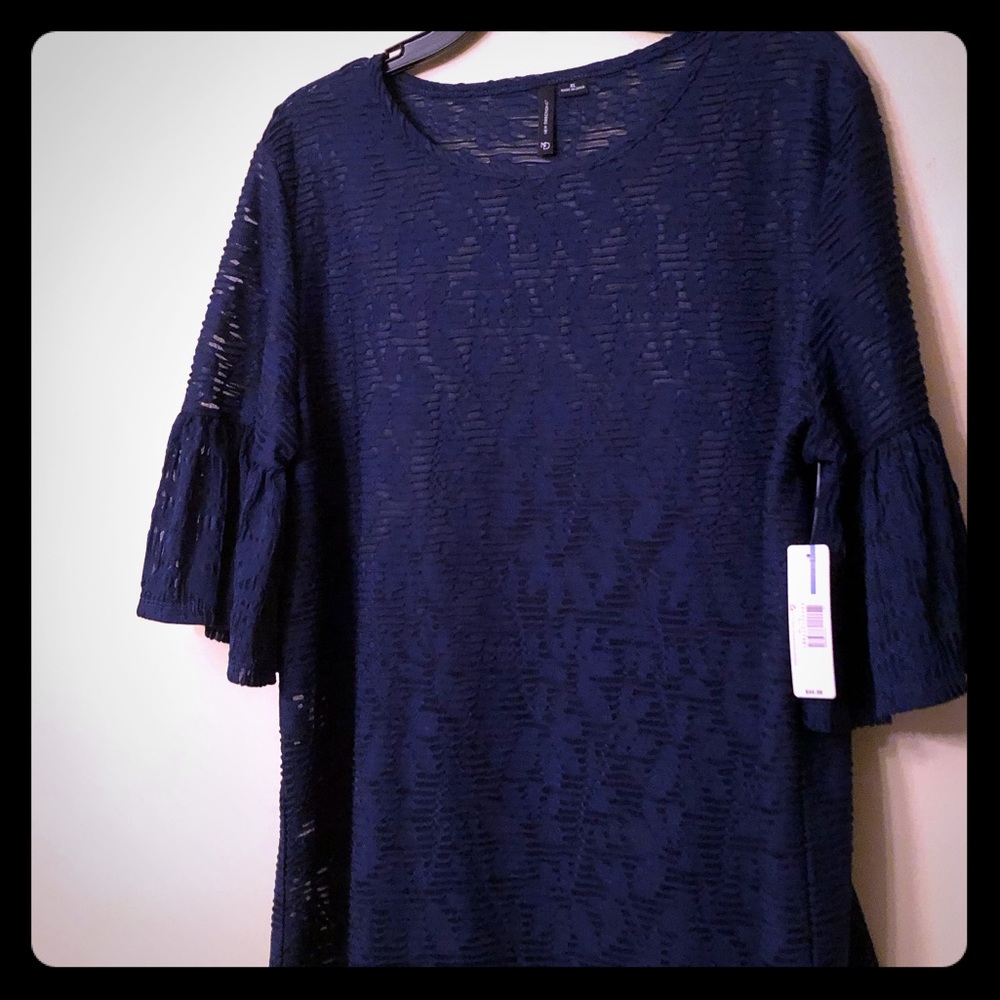 Dark blue bell sleeve dress shirt. NWT